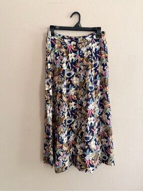 Vintage Sag Harbor Tropical Button Front Midi Skirt